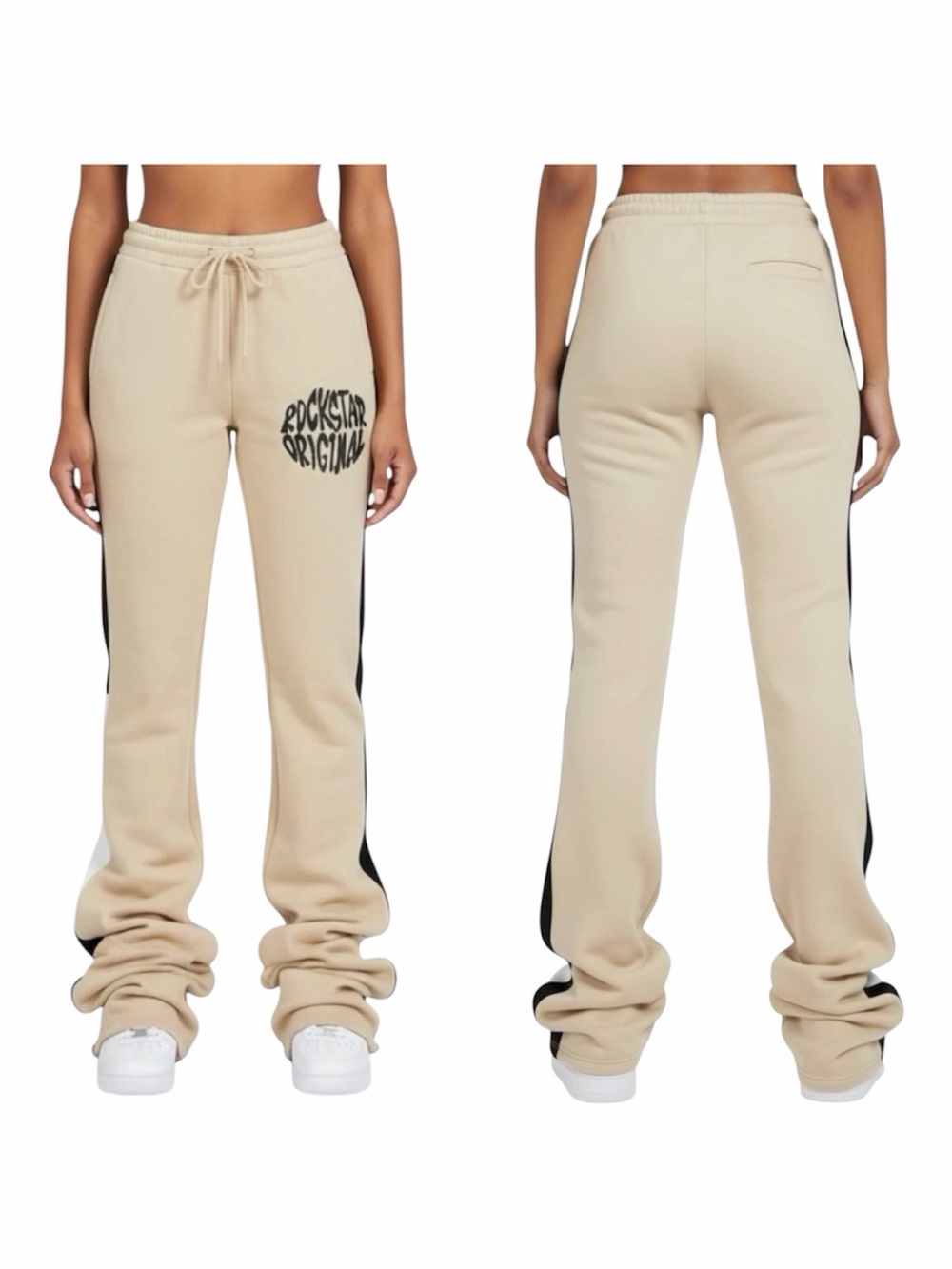 Rockstar Original RSO Stacked Flare Sweatpants Women’s M Beige Track Pants